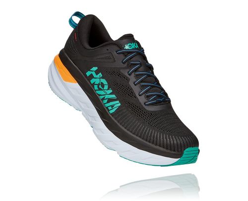 Hoka One One Herre Bondi 7 Road Løpesko Svart/Atlantis Norge-97IUL